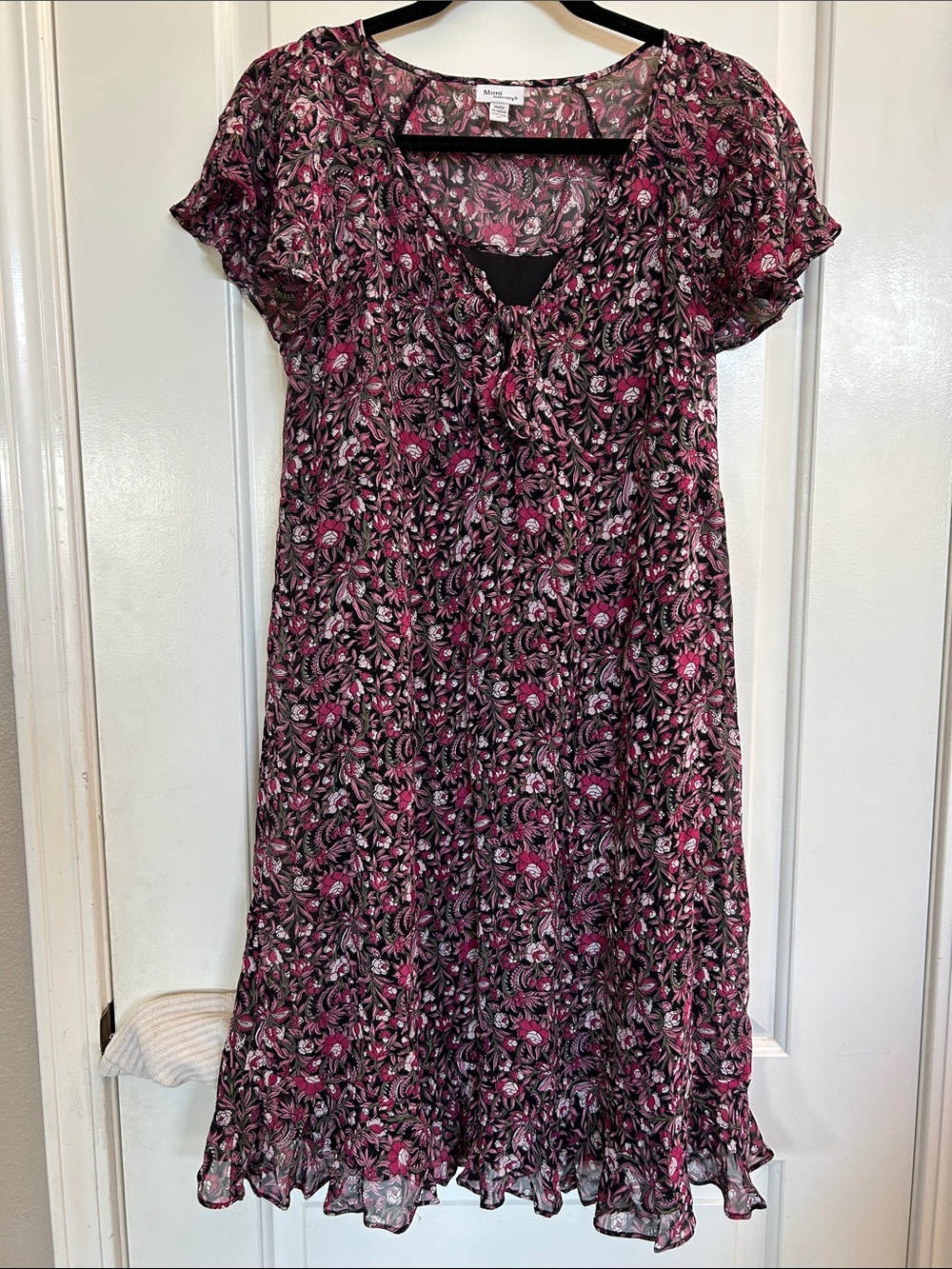Mimi Maternity Pink and Black Floral Dress